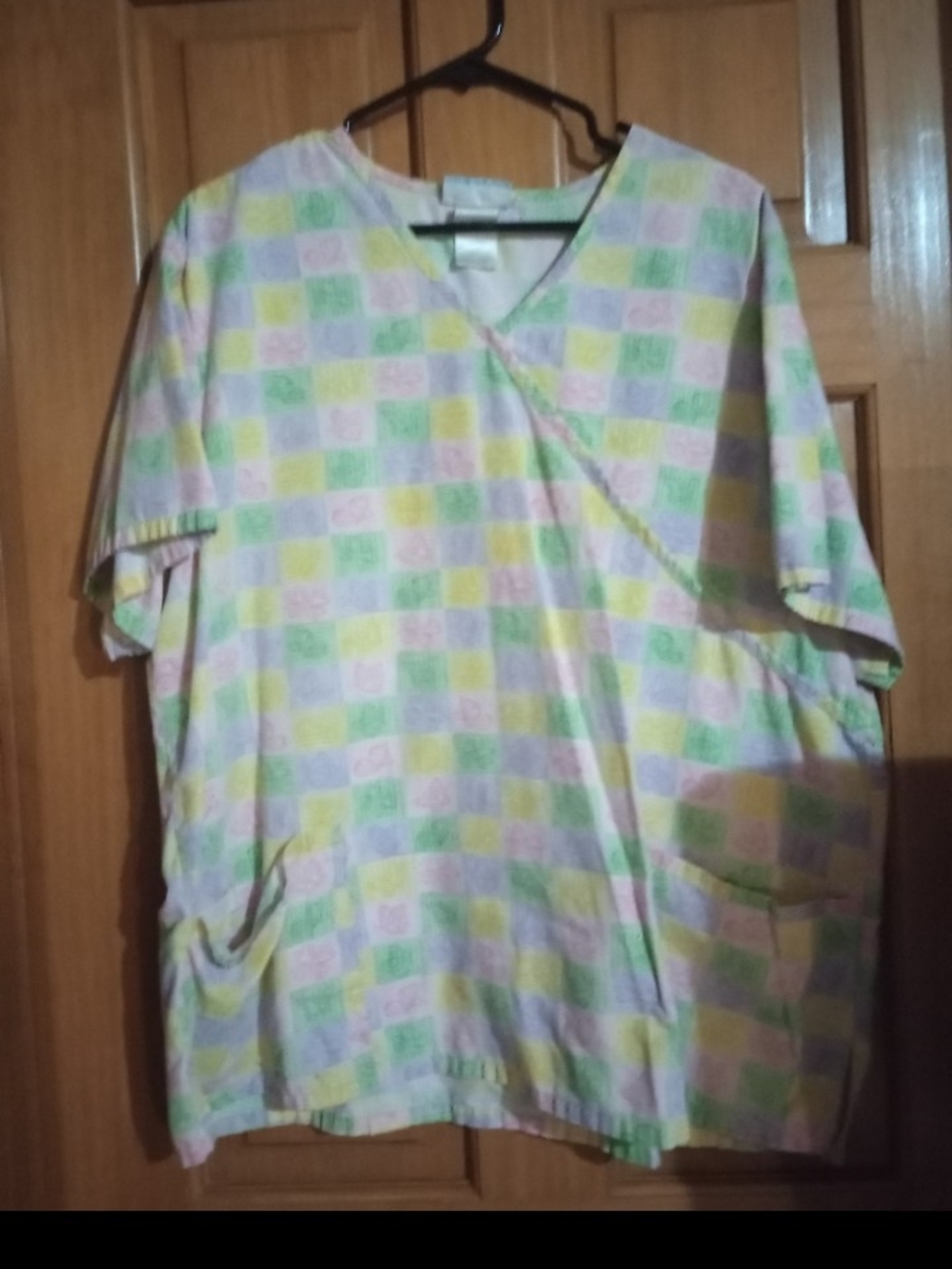 SB Scrubs Pastel Check V-Neck Scrub Top